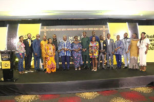 A group picture of the MTN CEO with jury and award winners after the event