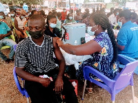 A participant receiving his jab of the vaccine