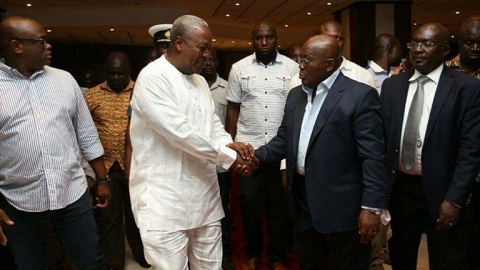 Former President John Mahama and President Akufo-Addo in a handshake