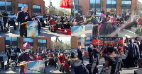 A collage photo of how the funeral ceremony went on the streets of Tottenham