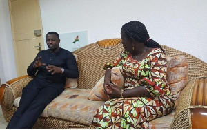 John Dumelo with Mrs Elizabeth Ofosu Adjare, Minister of Tourism