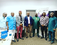 GFA president and officials with chairman of the beach soccer committee