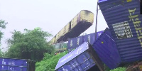 A wagon of the Kanchenjungha Express was suspended in the air after a goods train rammed into it