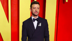 Justin Timberlake in March. [Leon Bennett/GA/The Hollywood Reporter/Getty Images]