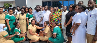 Hon. Afenyo-Markin together with Nenyi Ghartey IV and Hon. Zubairu Kassim in a group photograph with