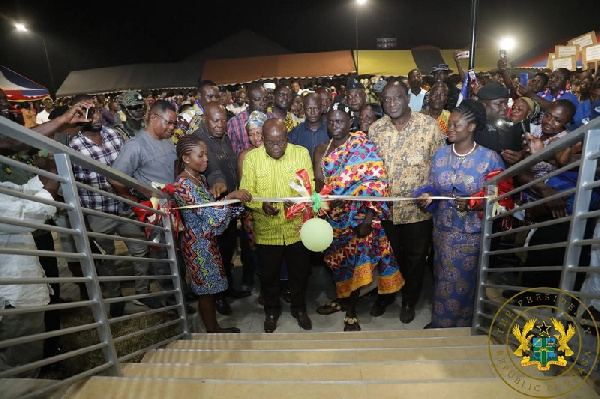 President Akufo-Addo cutting the ribbon for the opening of the center