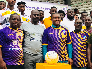 George Mireku Duker with owner of Medeama and other officials