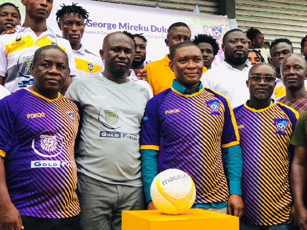 George Mireku Duker with owner of Medeama and other officials