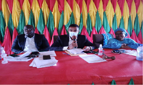 Hon. Edward Owusu (left) flanked by other officials at the meeting