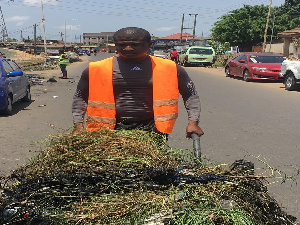 Assembly Member for the Alajo North Electoral Area, Ibrahim Halidu during the clean-up exercise