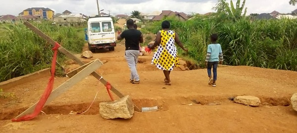 The state of the abandoned bridge project at Abuakwa-Apemhaase