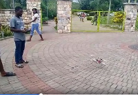 The drone being tested by a student