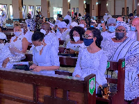 The family of the late former president at the commemorative mass service