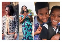 Frema Adunyame's mother and kids in a photo grid