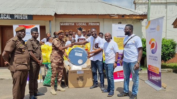 The club presenting the items to some officials of Manhyia Local Prison