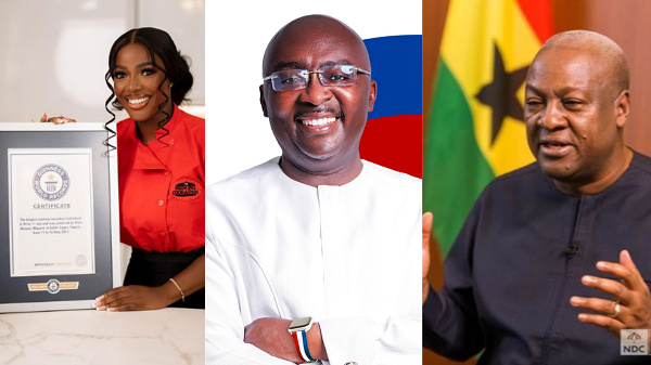 Hilda Baci, Dr. Mahamudu Bawumia and John Dramani Mahama