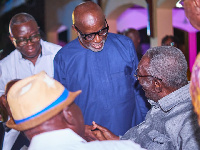 Kabral Blay Amihere greets John Agyekum Kufuor