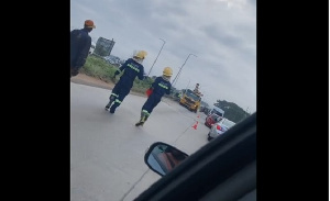 Parts of the road that has been cordoned off because of the road crash