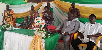 The Omanhene addressing his subjects at the meeting