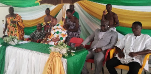 The Omanhene addressing his subjects at the meeting