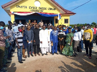 Mr. Afenyo-Markin commissioning a library at Effutu Essuekyir in the Effutu Municipality