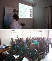 Mr. Boampong making a presentation (above) and a section of the participants (below)