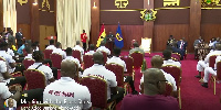 President Nana Addo Dankwa Akufo-Addo interacting with the Black Stars