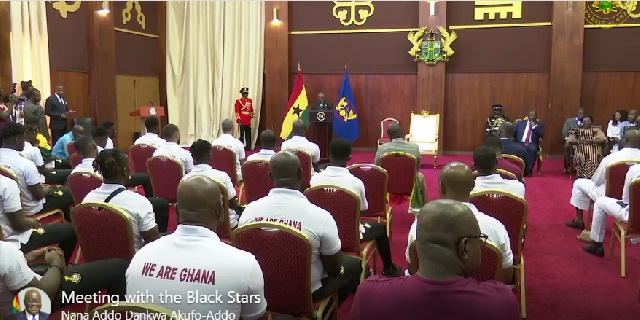 President Nana Addo Dankwa Akufo-Addo interacting with the Black Stars