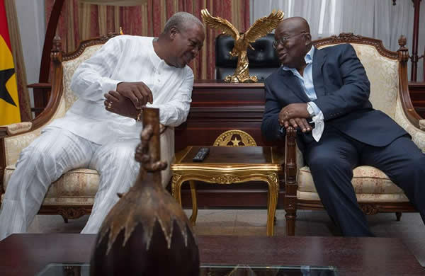 John Mahama at a meeting with President Akufo-Addo