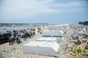 Axim sea defence under construction