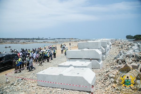 Axim sea defence under construction