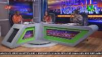 Agya Kwabena (left) with fellow presenters on the Adekye Nsroma show