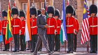 Rwandan President Paul Kagame arrives at the Executive Session of the Commonwealth Heads of Govt