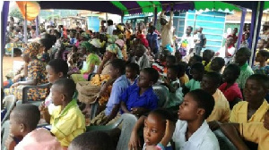 Some of the CBE beneficiaries being taught in class at Tenglinto D/A Primary and JHS