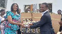 Emmanuel Kwabena Marfo  making the donation