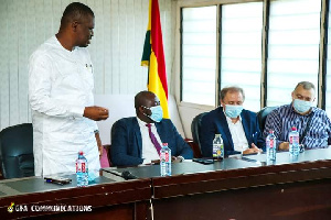 Sports Minister interacting with GFA officials and Milovan Rajeva