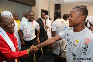 Akufo-Addo with the Black Stars players in Qatar 2022