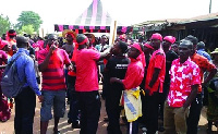 Angry Agogo Youth during a protest against Fulani herdsmen