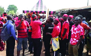 Angry Agogo Youth during a protest against Fulani herdsmen