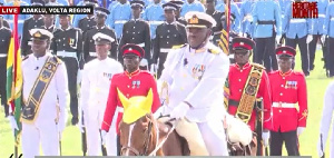 The military on parade at the Ghana at 66 celebrations