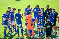 Samuel Obeng (far right) with his team mates and coach