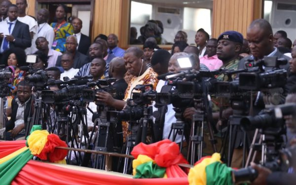 Ghanaian journalists on duty at Ghana's Parliament