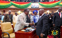 President Nana Akufo-Addo (right) shake hands with Alban Bagbin