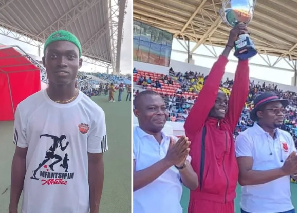 Joseph Andoh Kwofie lifts his trophy