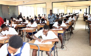 Osu Presec candidates taking the Oral English paper.Photo. Evangel Kelvin Ainoo