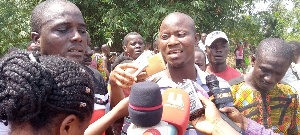 Western Regional chair,Small-Scale Mining Assoc Daniel Kaku Mensah addressing journalists