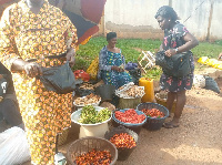 Traders and hawkers selling along the Komfo Anokye Teaching Hospital