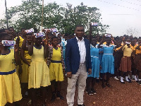 Member of Parliament for Tarkwa-Nsuaem Constituency, George Mireku Duker with some BECE candidates