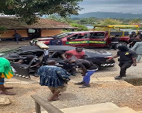 A photo of policemen at the scene