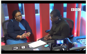 EC chairperson, Charlotte Osei being interviewed by BBC's Akwasi Sarpong